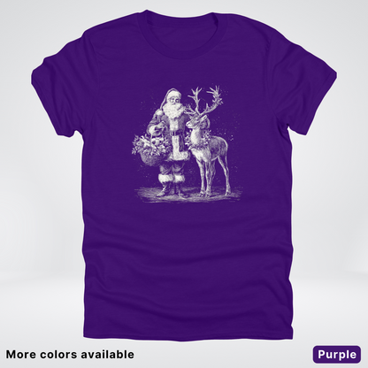 Vintage Santa and Reindeer - T-Shirt