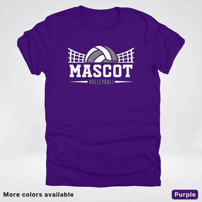 Volleyball Mom Game Day Tee – Custom Mascot Name Shirt | Gray Design 26