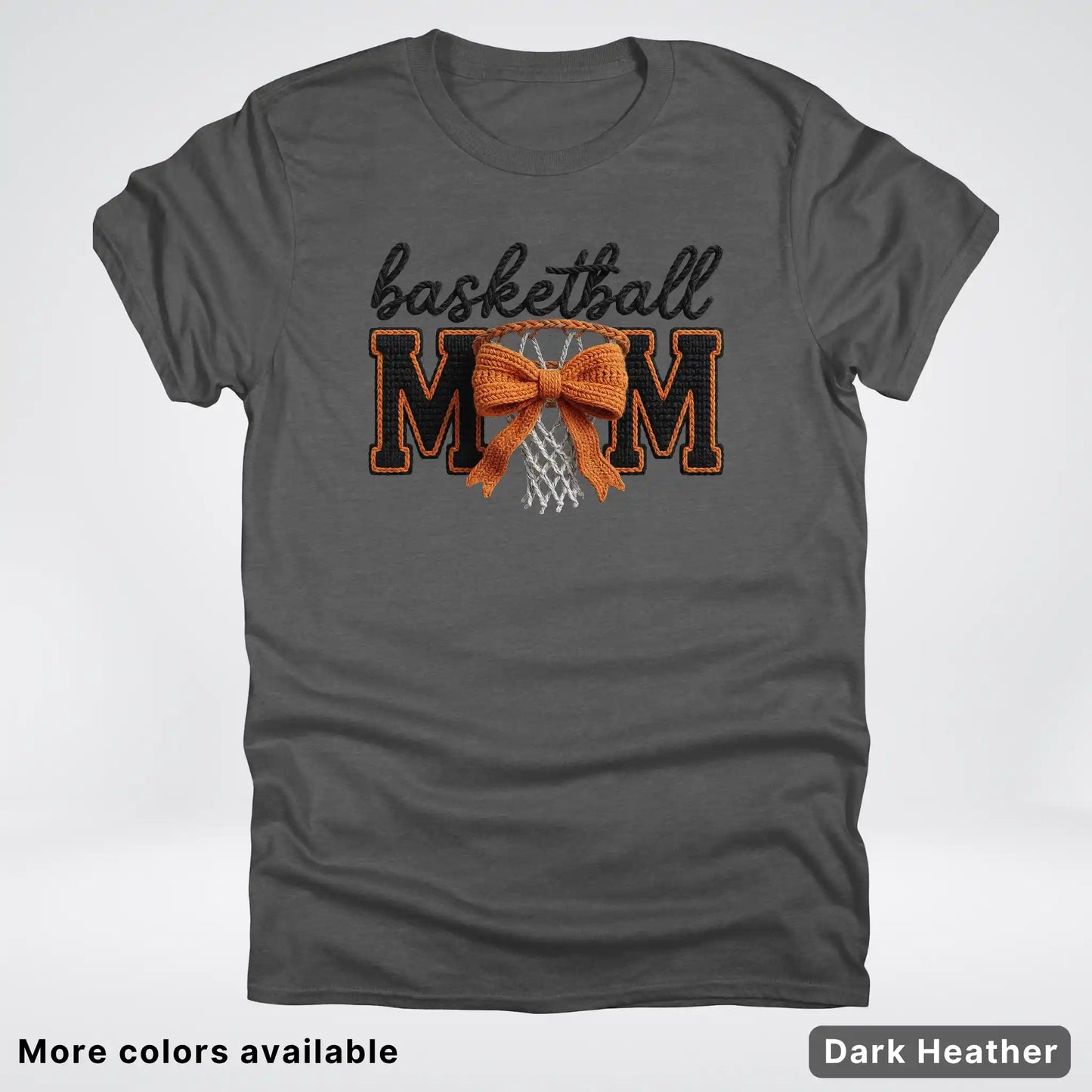 Basketball Mom – Faux Crochet Bow Basketball Graphic T-Shirt