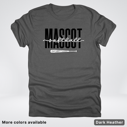 Custom Mascot – Black - Softball Design 30 T-Shirt