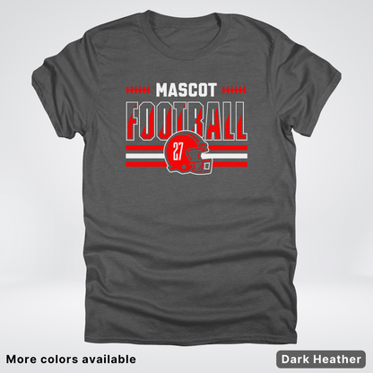 Custom Mascot & Number - Red - Football Design 2 T-Shirt
