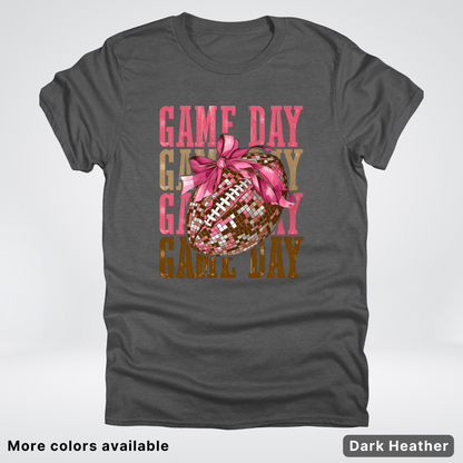 Game Day Pink Coquette Disco Football - T-Shirt