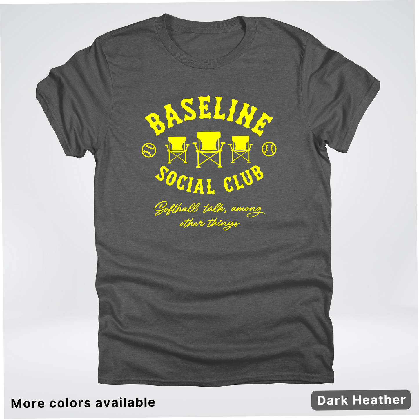 Baseline Social Club Softball – Yellow Design - T-Shirt