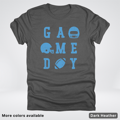 Game Day Football 3 x 3 – Light Blue Design – T-Shirt