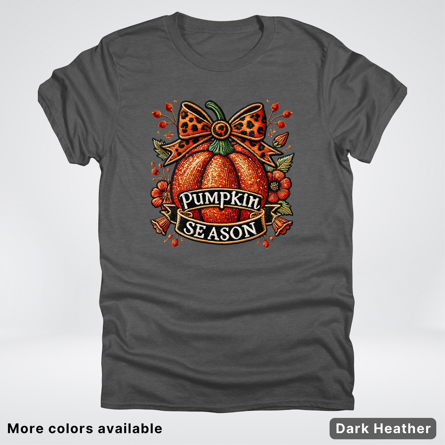 Pumpkin Season Leopard Print Bow Fall Autumn  - T-Shirts