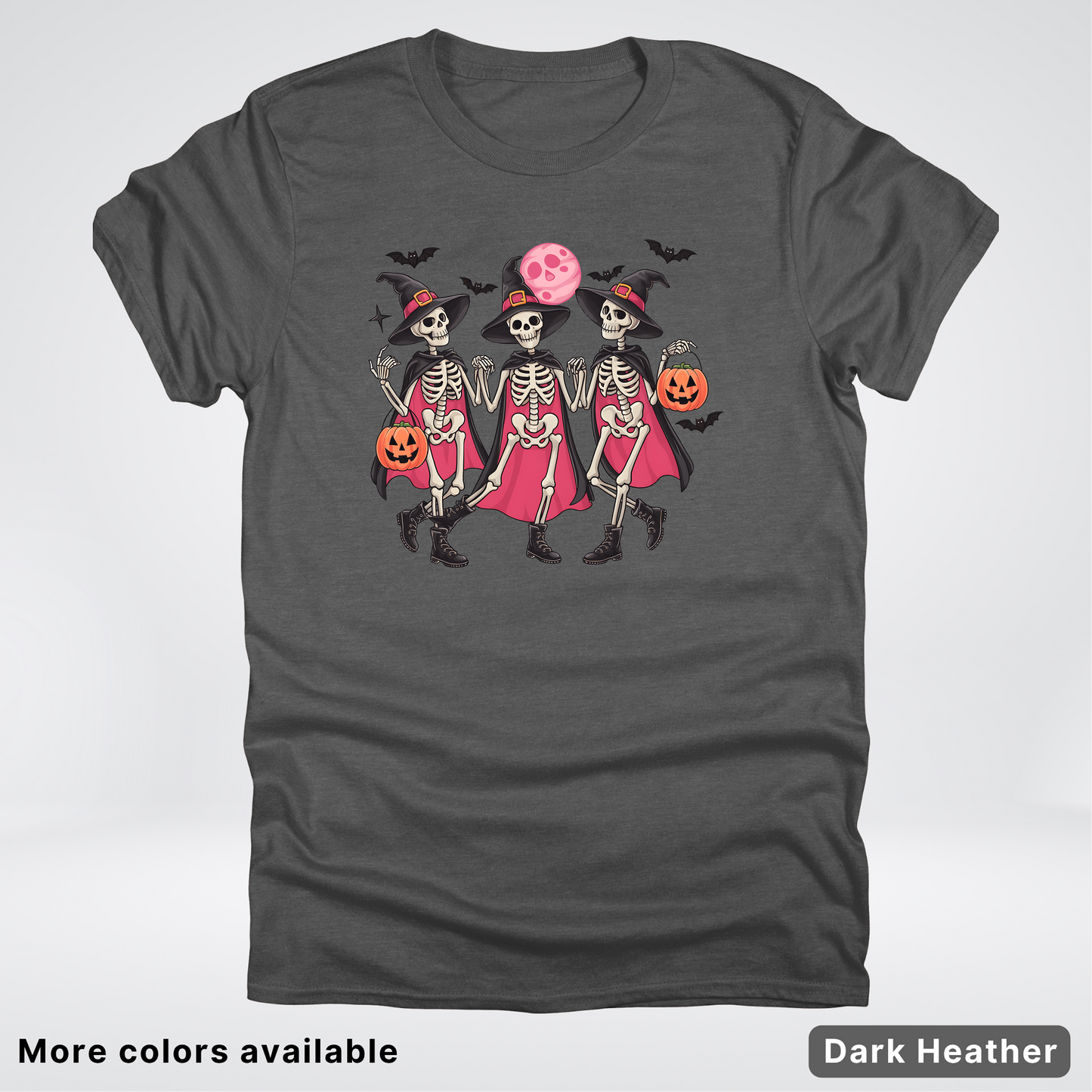 Skeleton Pink Out Witches Dancing Halloween - T-Shirt