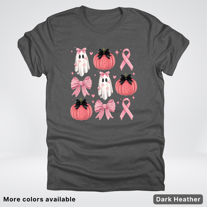 Pink Pumpkin Coquette Bow Cute Ghost - T-Shirt