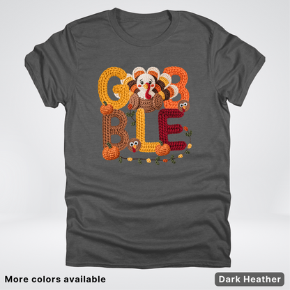 Turkey Gobble Pumpkin Fall Crochet - T-Shirts
