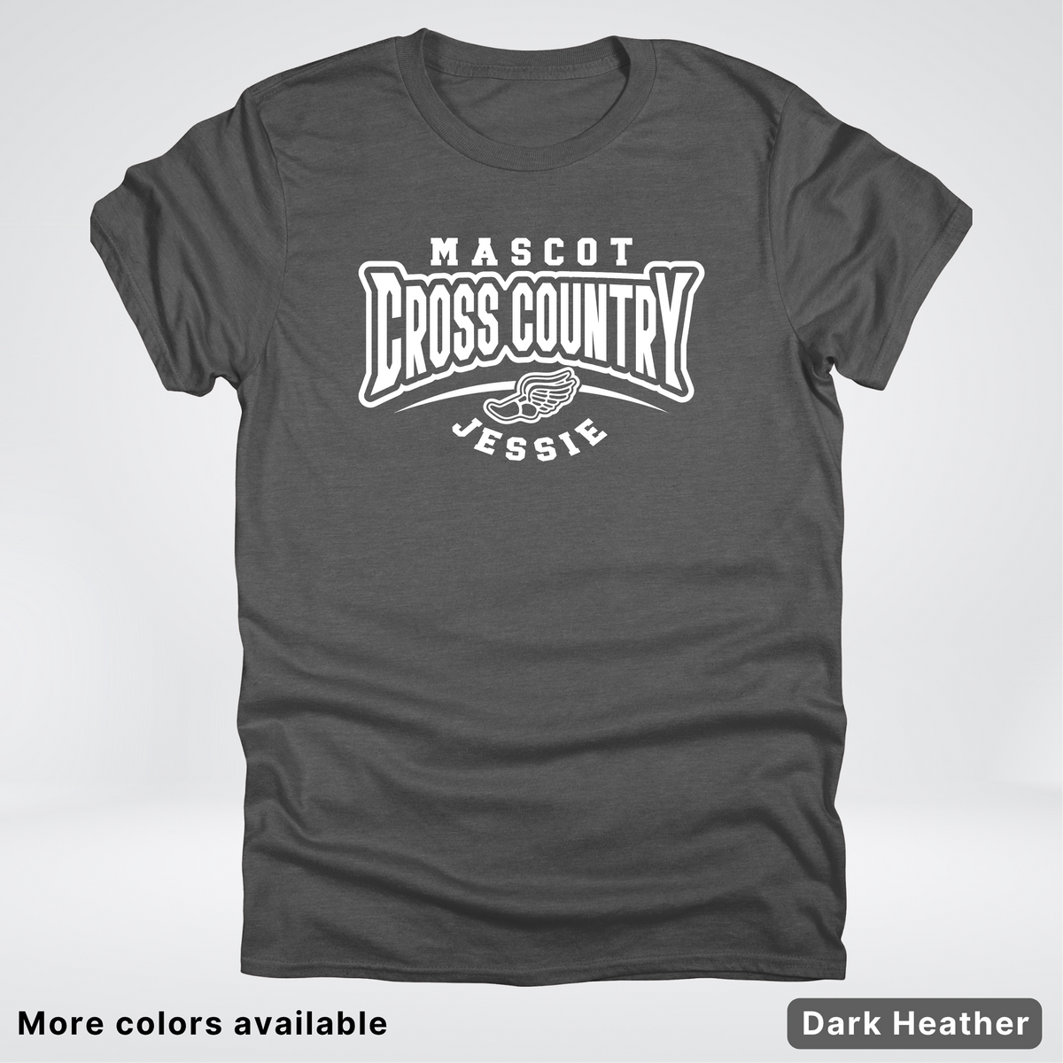 Custom Mascot & Name – White Design – Cross Country 02 - T-Shirt