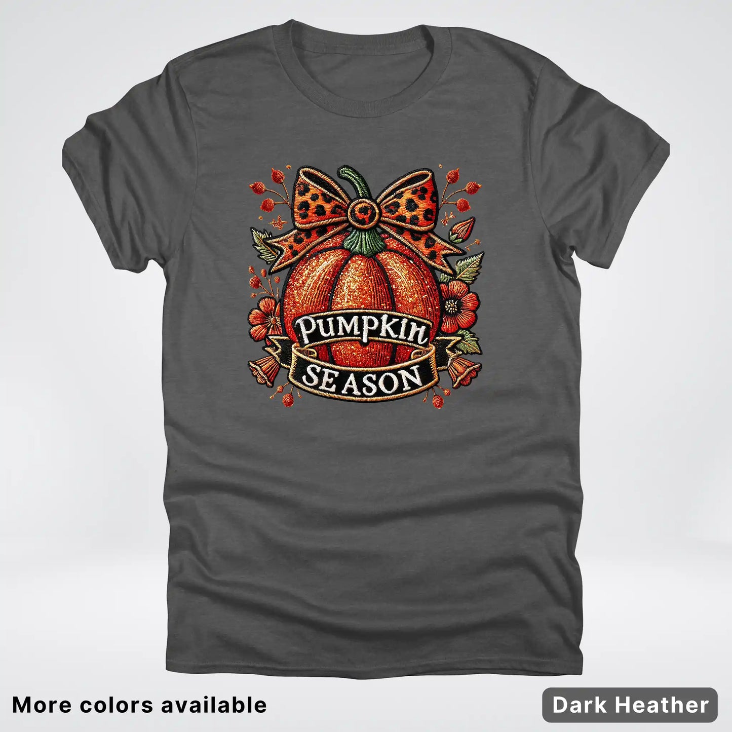 Pumpkin Season Leopard Print Bow Fall Autumn  - T-Shirts