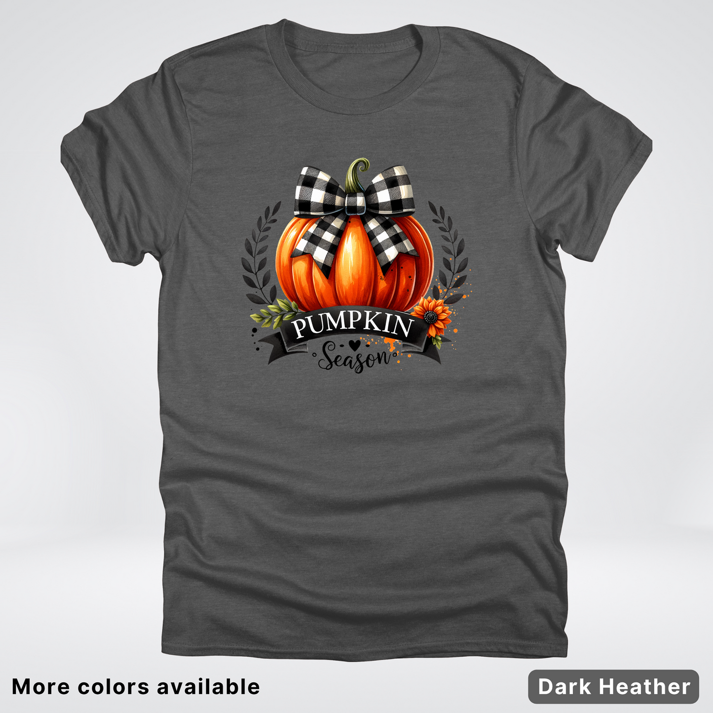Pumpkin Season Black Plaid Bow - T-Shirt