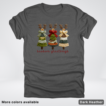 Season Greetings Reindeer Trees Hook Yard Faux - T-Shirt