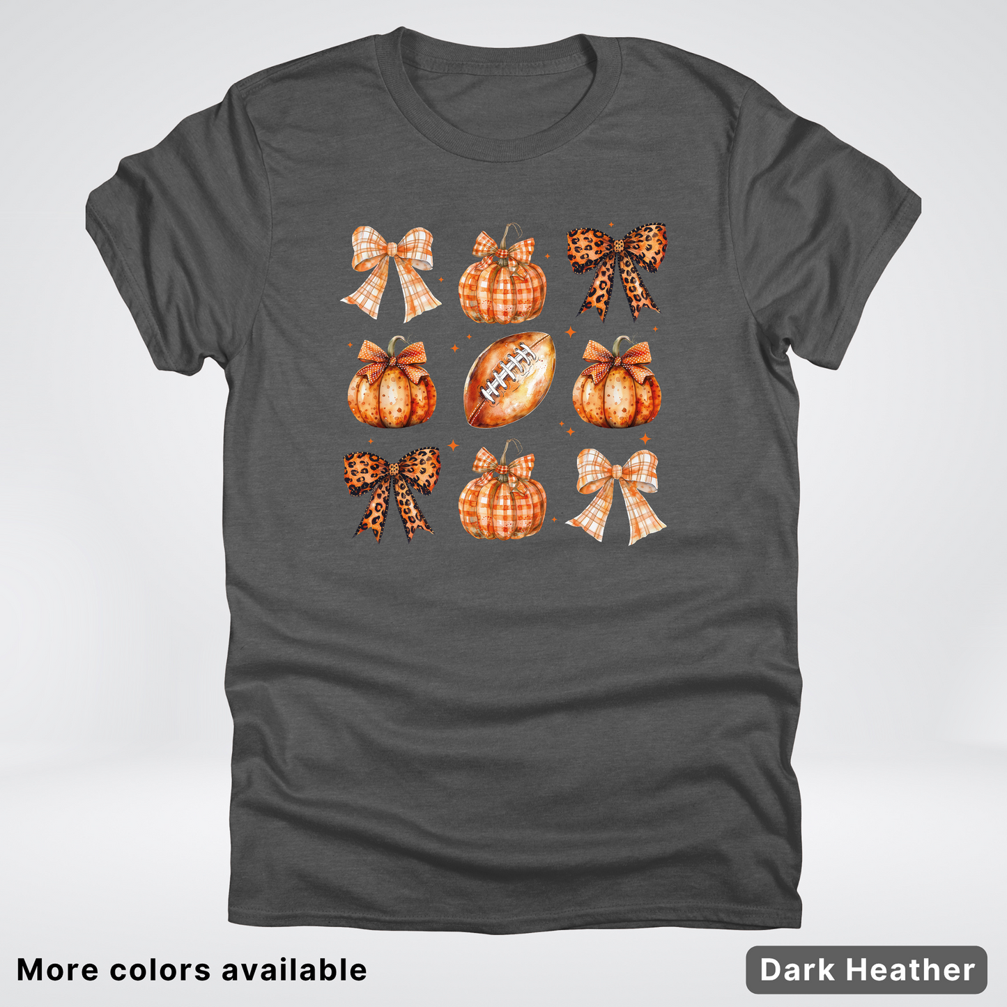 Football Coquette Ribbon Bow Plaid Pumpkin Fall - T-Shirt