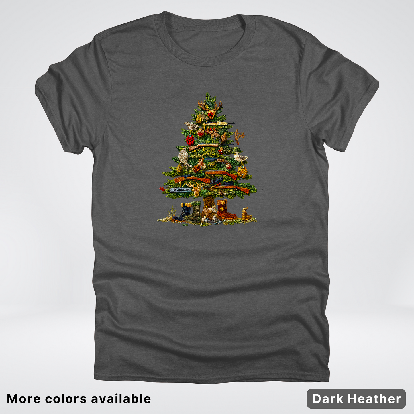 Woodland Critters Christmas Tree Hook Yard Faux - T-Shirt