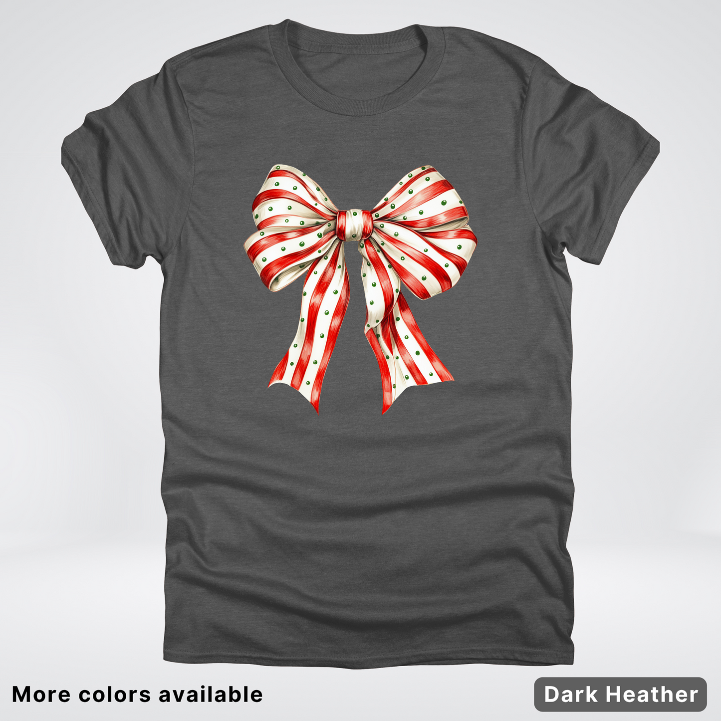 Peppermint Stripe Christmas Bow - T-Shirt