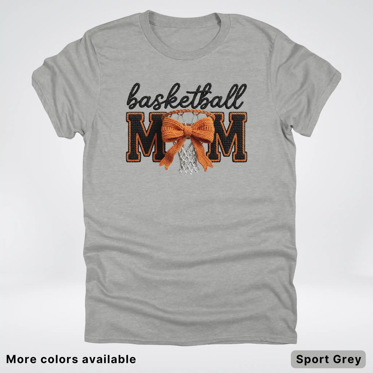 Basketball Mom – Faux Crochet Bow Basketball Graphic T-Shirt