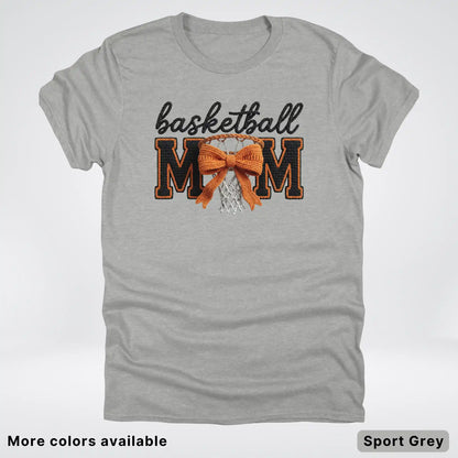 Basketball Mom – Faux Crochet Bow Basketball Graphic T-Shirt