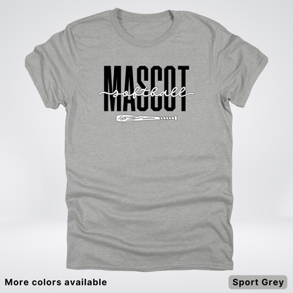 Custom Mascot – Black - Softball Design 30 T-Shirt