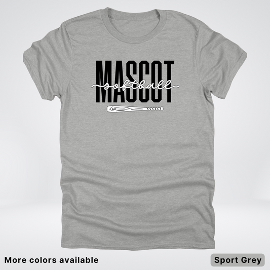 Custom Mascot – Black - Softball Design 30 T-Shirt