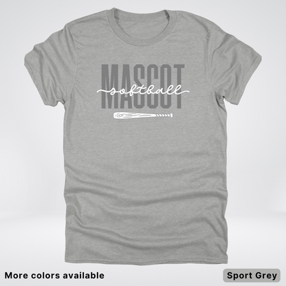 Custom Mascot – Gray - Softball Design 29 T-Shirt