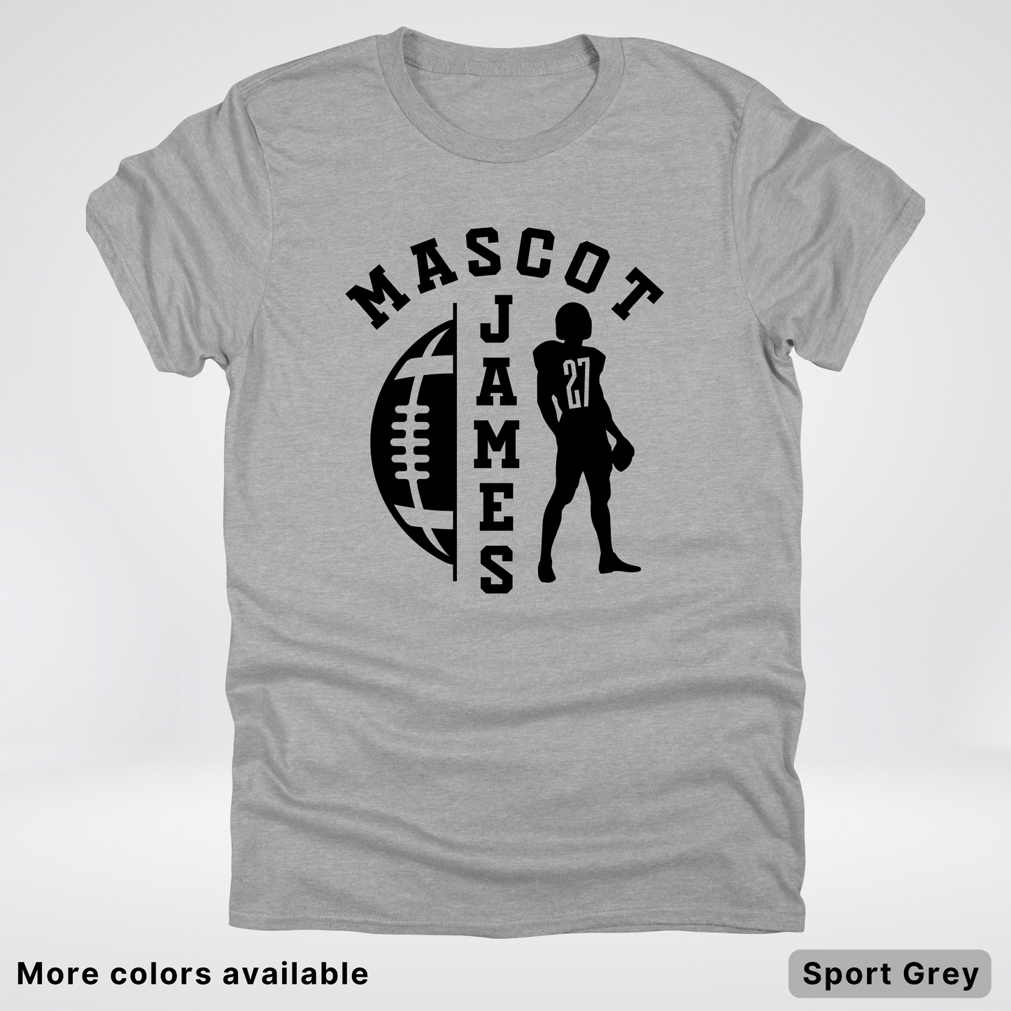 Custom Mascot, Number, & Name - Black - Football Design 31 T-Shirt