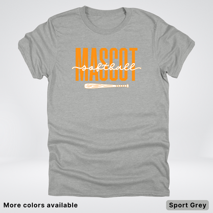 Custom Mascot – Orange - Softball Design 33 T-Shirt