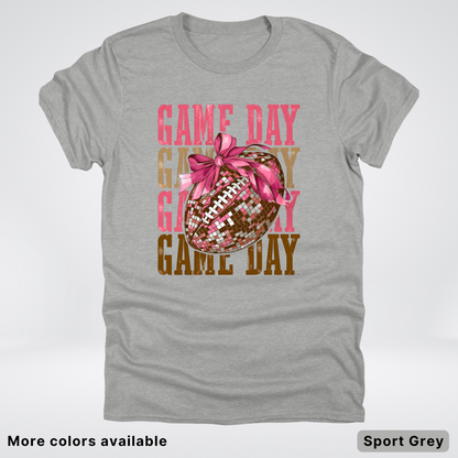 Game Day Pink Coquette Disco Football - T-Shirt