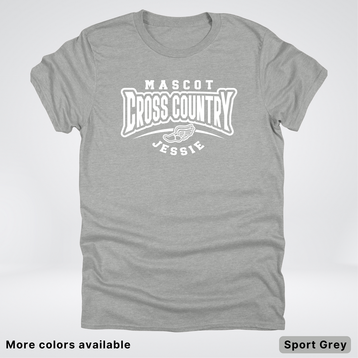 Custom Mascot & Name – White Design – Cross Country 02 - T-Shirt