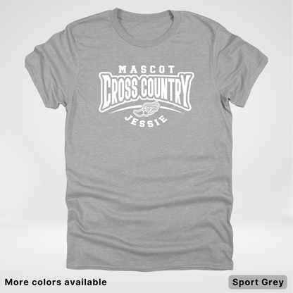 Custom Mascot & Name – White Design – Cross Country 02 - T-Shirt
