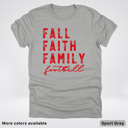 Fall Faith Family – Red Design - Football - T-Shirt
