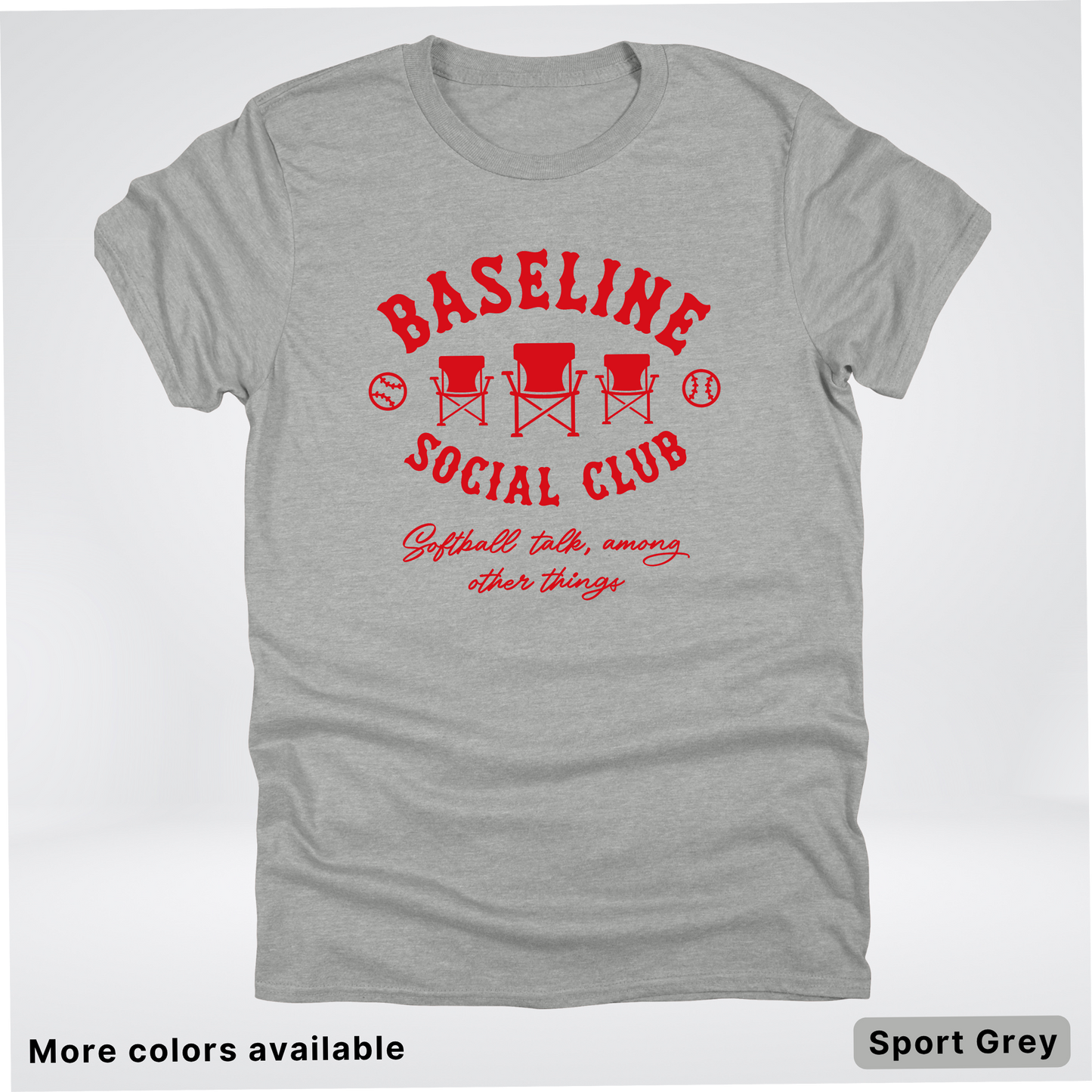 Baseline Social Club Softball – Red Design - T-Shirt
