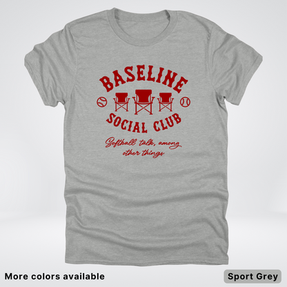 Baseline Social Club Softball – Maroon Design - T-Shirt