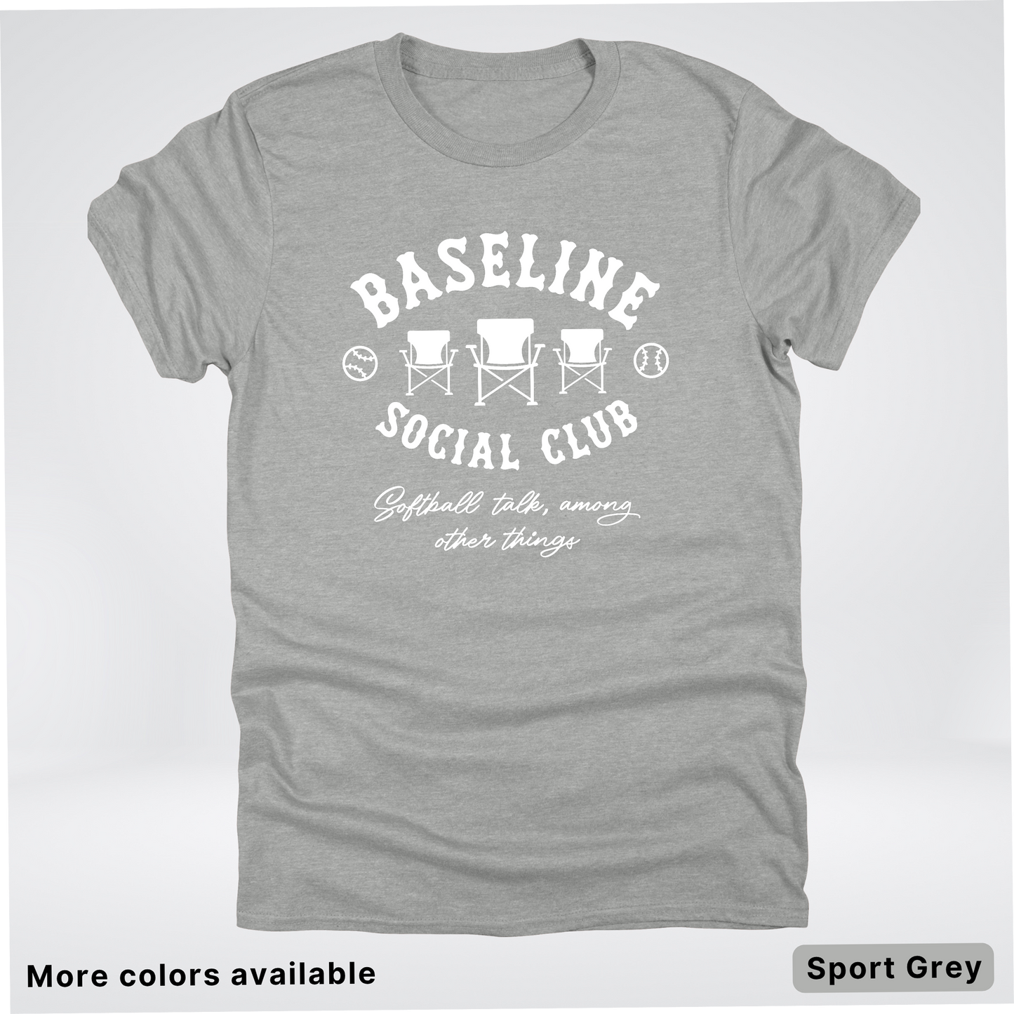 Baseline Social Club Softball – White Design – T-Shirt