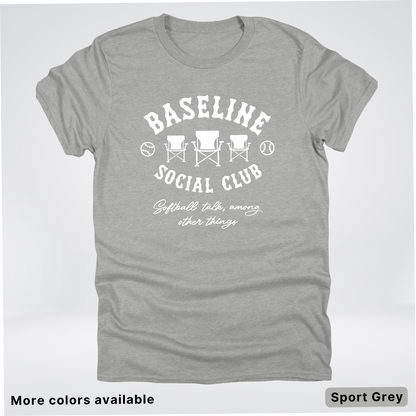 Baseline Social Club Softball – White Design – T-Shirt