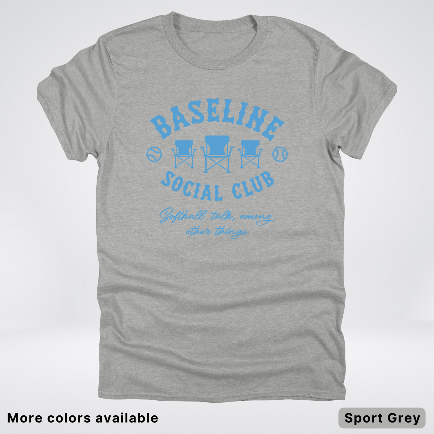 Baseline Social Club Softball – Light Blue Design - T-Shirt
