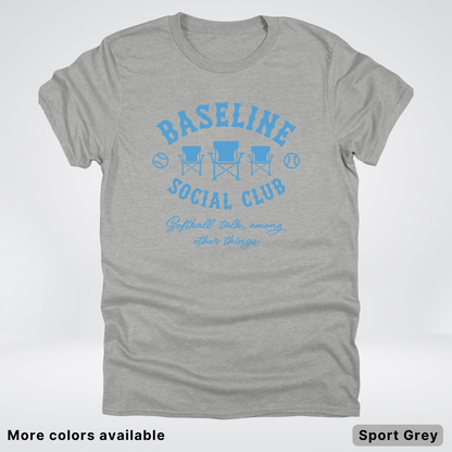 Baseline Social Club Softball – Light Blue Design - T-Shirt