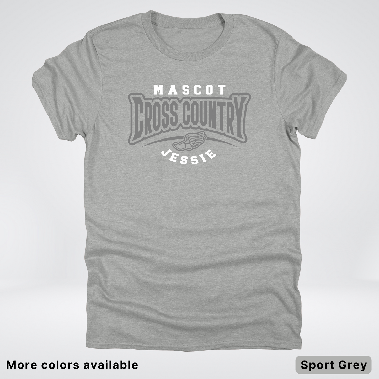Custom Mascot & Name – Gray Design – Cross Country 04 - T-Shirt