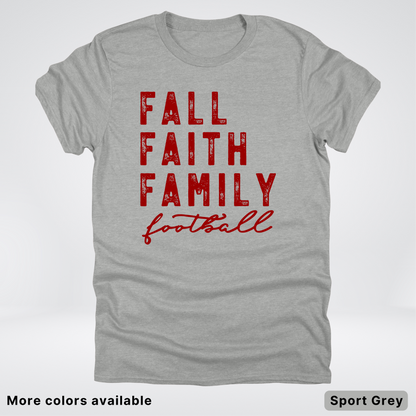 Fall Faith Family – Maroon Design - Football - T-Shirt