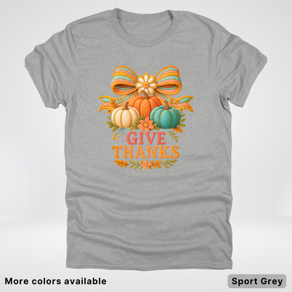 Give Thanks Crochet Thanksgiving Fall Pumpkin - T-Shirts