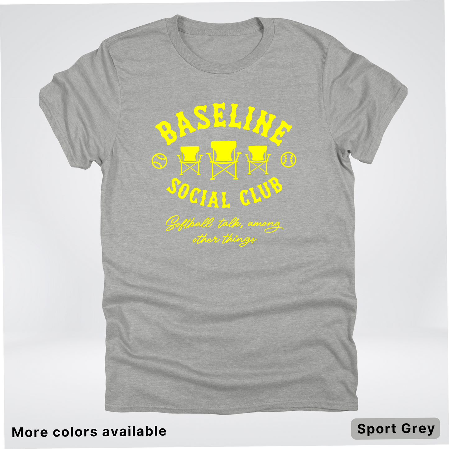 Baseline Social Club Softball – Yellow Design - T-Shirt