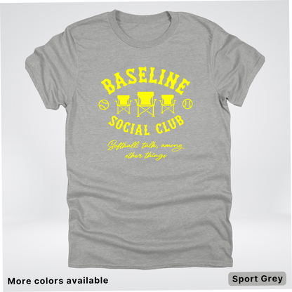 Baseline Social Club Softball – Yellow Design - T-Shirt