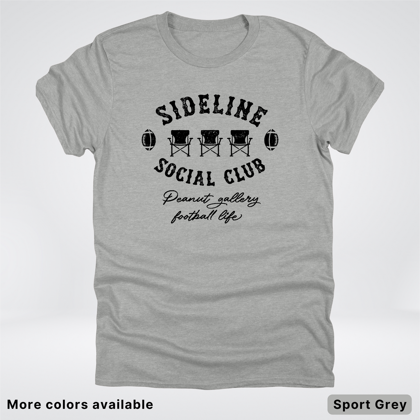 Sideline Social Club Peanut Gallery Football Life - Black Design - T-Shirt