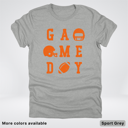 Game Day Football 3 x 3 – Orange Design  – T-Shirt