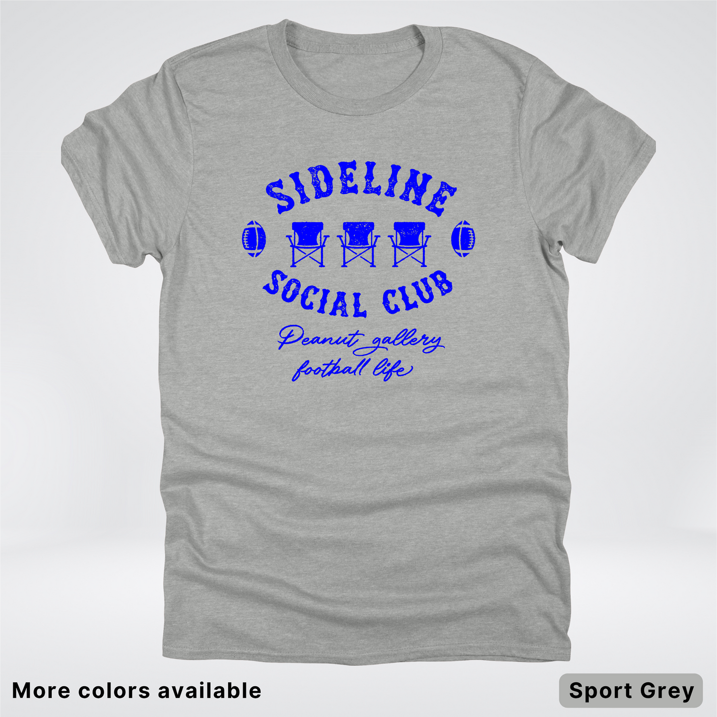 Sideline Social Club Peanut Gallery Football Life - Blue Design - T-Shirt