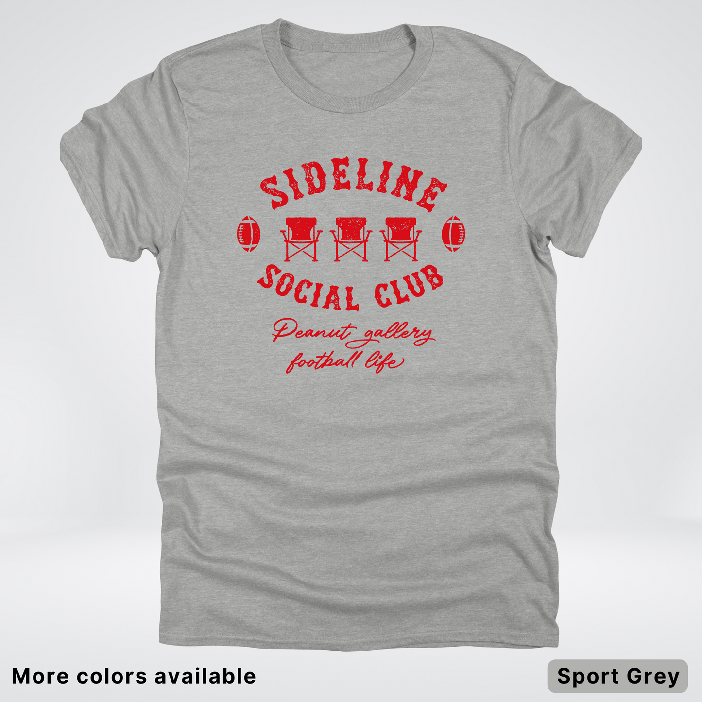 Sideline Social Club Peanut Gallery Football Life - Red Design - T-Shirt