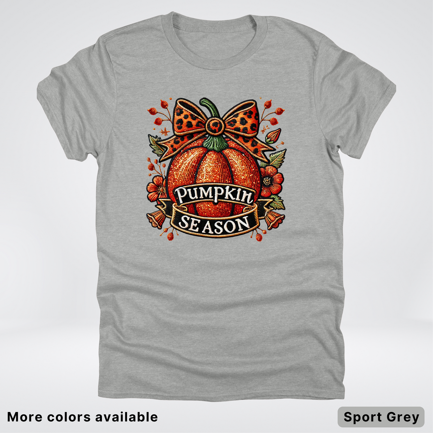 Pumpkin Season Leopard Print Bow Fall Autumn  - T-Shirts