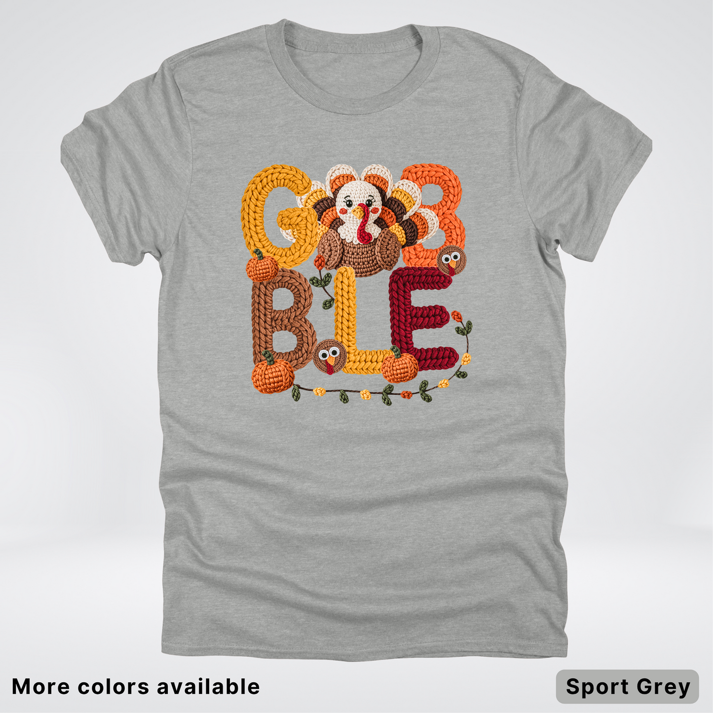 Turkey Gobble Pumpkin Fall Crochet - T-Shirts