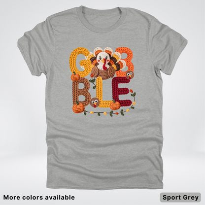 Turkey Gobble Pumpkin Fall Crochet - T-Shirts