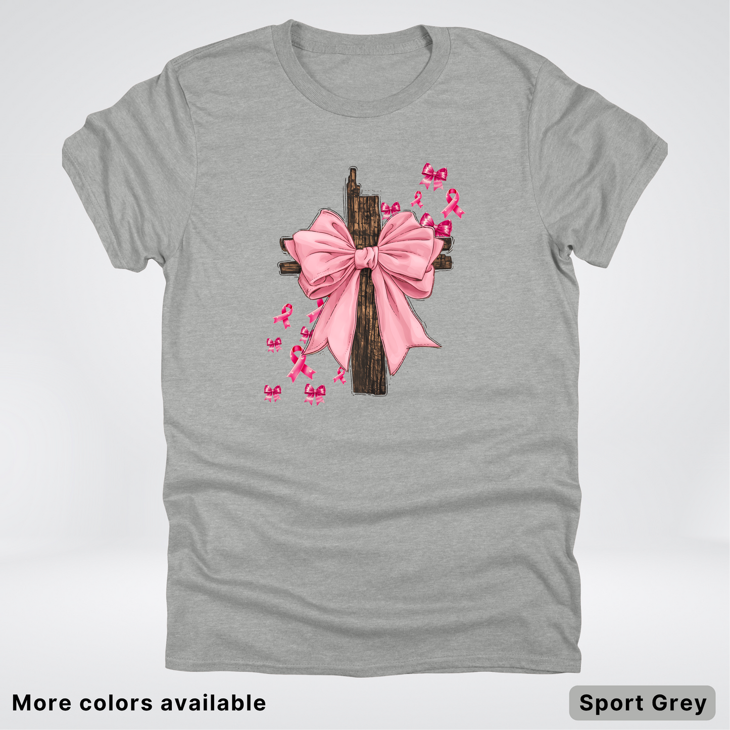 Pink Out Coquette Wooden Cross - T-Shirt