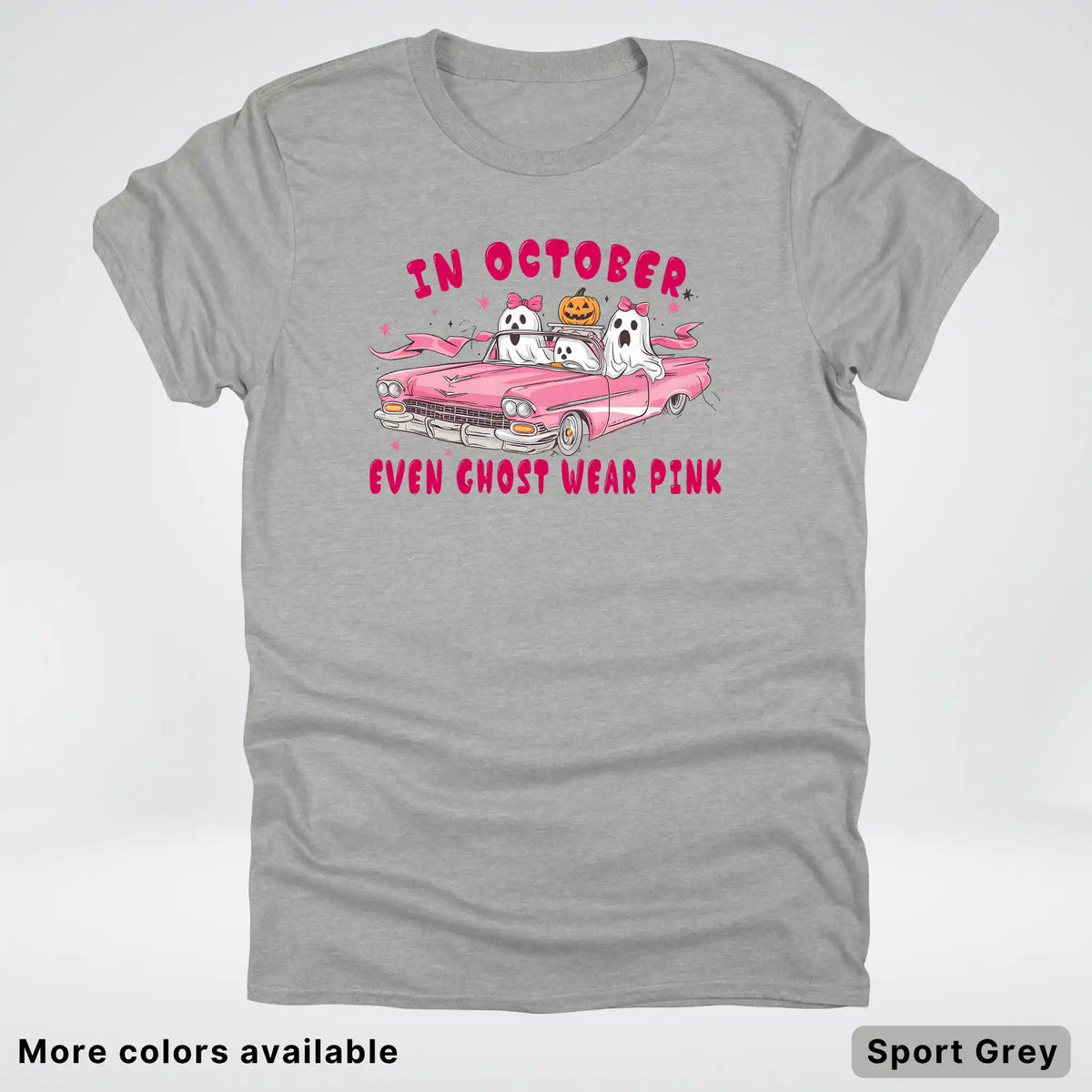 In October Even Ghost Wear Pink Breast Cancer Awareness  T-Shirt